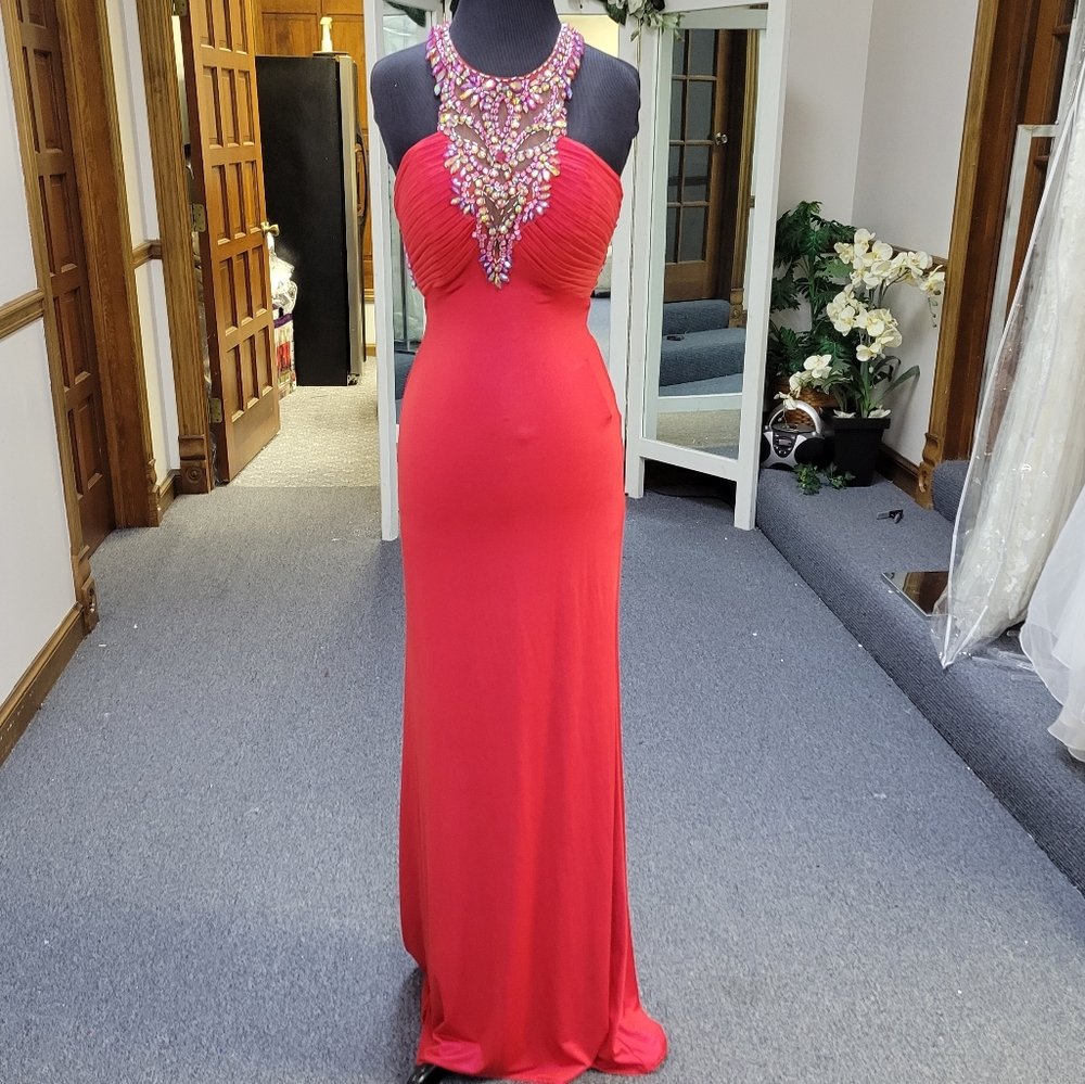 BLUSH PROM VALENTINE RED FITTED DRESS